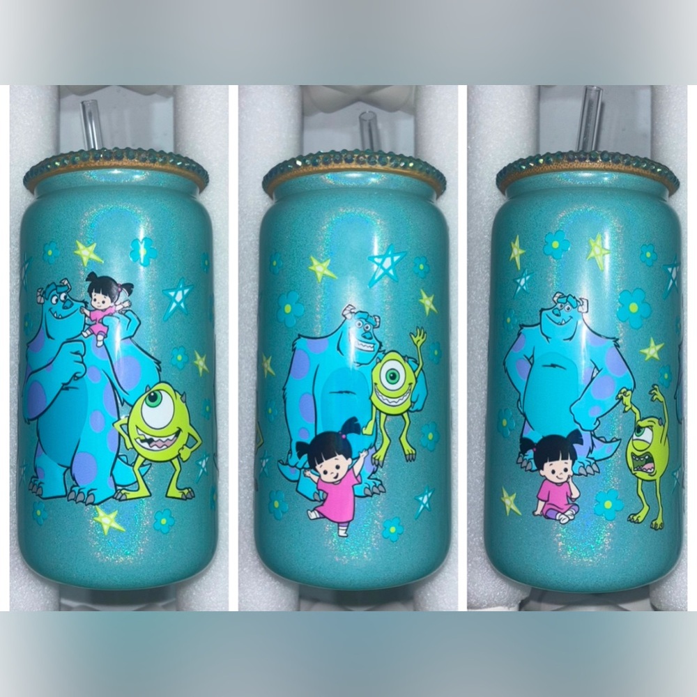Monsters Inc 16oz Glass Shimmer Tumbler